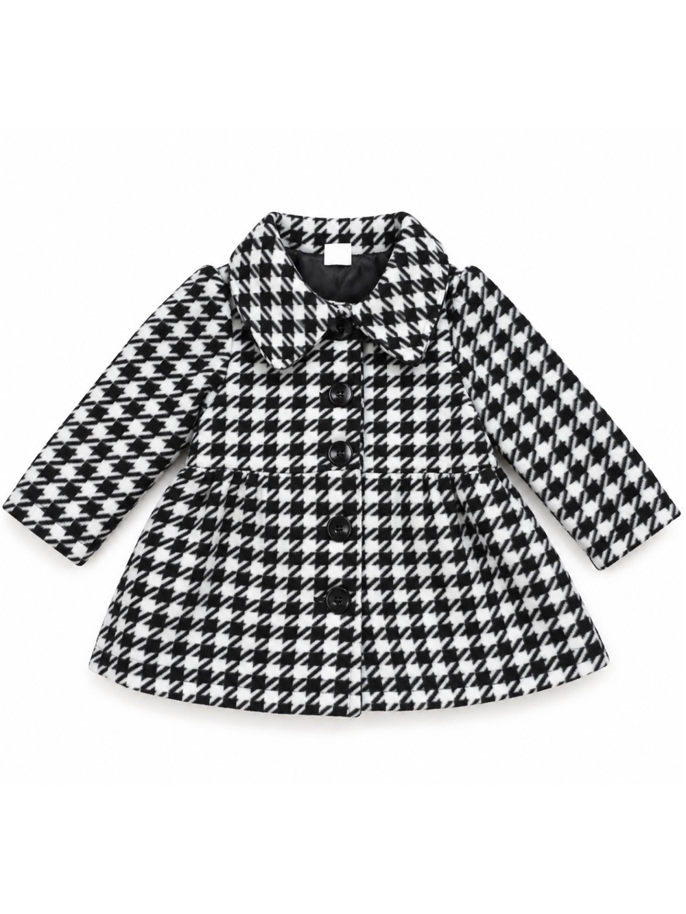 Healthtex Black & White Houndstooth Button Closure Peacoat Jacket Toddler 3T